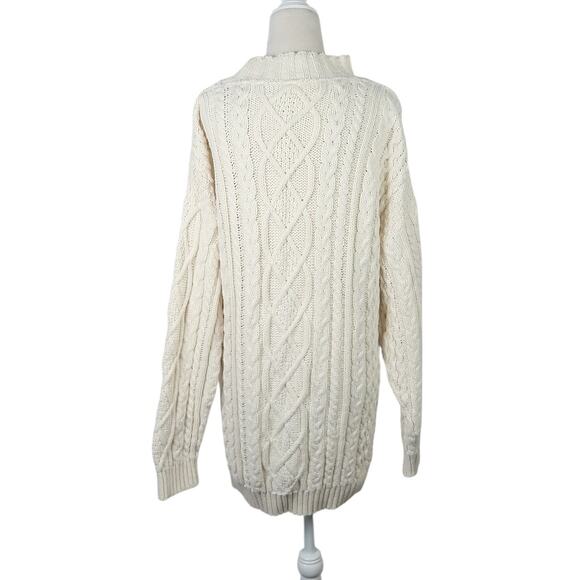 Vintage 90s Renee Hauer Cream Cable Knit Cotton Tunic Sweater XL - Picture 4 of 7
